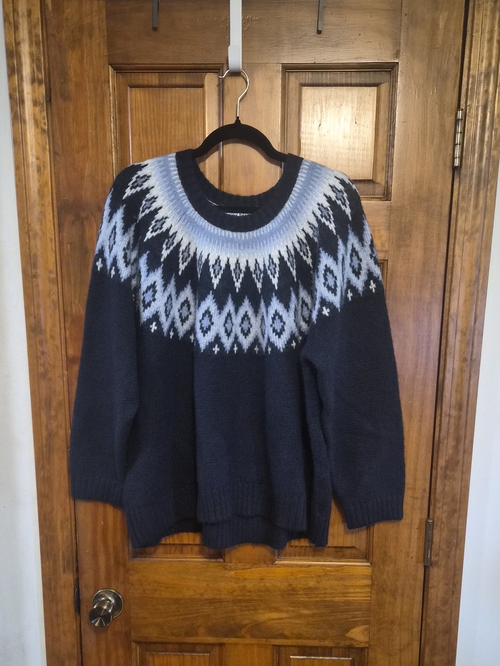 Old Navy Nordic Crewneck Sweater - Navy, Light Blue, White